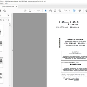 John Deere Excavator 210G & 210GLC Operators Manual - PDF DOWNLOAD