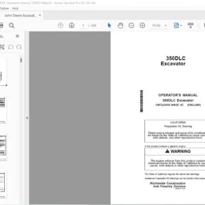 John Deere Excavator 350DLC Operators Manual - PDF DOWNLOAD