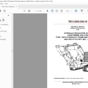 John Deere Hydraulic Excavator 240D LCR Operators Technical Manual - PDF DOWNLOAD