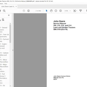 John Deere  200 210 212 214 Lawn &Garden Tractors Service Manual - PDF DOWNLOAD