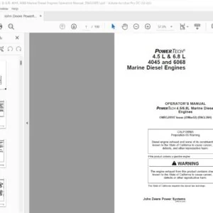 John Deere POWERTECH 4.56.8L Marine Diesel Engines OPERATOR’S MANUAL (29-Mar-02)  - PDF DOWNLOAD