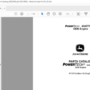 John Deere Powertech 4045TF290 OEM Engine Parts Catalog Manual - PDF DOWNLOAD