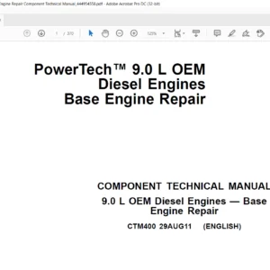 John Deere Powertech 9.0 L OEM Diesel Engines Base Engine Repair Component Technical Manual