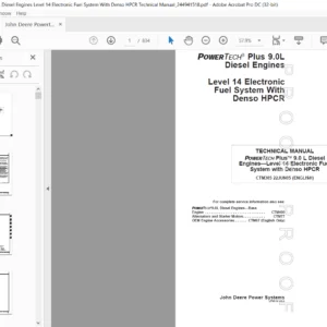 John Deere Powertech 9.0L Diesel Engines Level 14 Electronic Fuel System With Denso HPCR Technical Manual  - PDF DOWNLOAD