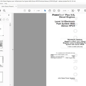 John Deere Powertech Plus 9.0L Diesel Engines Level 14 Electronic Fuel System With Denso HPCR Technical Manual - PDF DOWNLOAD