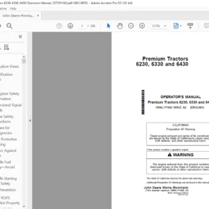John Deere Premium Tractors 6230 6330 6430 Operator's Manual - PDF DOWNLOAD