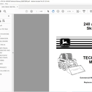 John Deere Skid Steer 240 250 Technical Manual - PDF DOWNLOAD