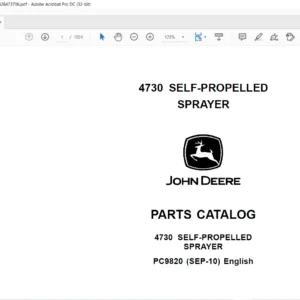 John Deere Sprayer 4730 Self-Propelled Parts Catalog Manual - PDF DOWNLOAD