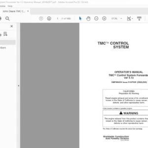 John Deere TMC Control System Forwarder Ver 4.3 Operators Manual - PDF DOWNLOAD