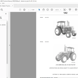 John Deere Tractor 4050 4250 4450 Technical Manual - PDF DOWNLOAD