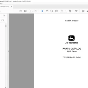 John Deere Tractor 8320R Parts Catalog Manual - PDF DOWNLOAD