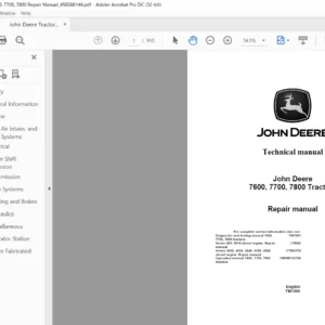 John Deere Tractors 7600 7700 7800 Repair Manual - PDF DOWNLOAD