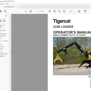Tigercat 234B LOADER OPERATOR’S MANUAL SN 2342101 TO 2343000 - PDF DOWNLOAD