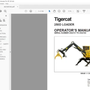 Tigercat 250D LOADER OPERATOR’S MANUAL SN 2502151 - 2502160 - PDF DOWNLOAD