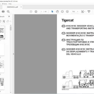 Tigercat 610C 615C Skidder Vehicle Moving & Transporting Instructions Manual RU_ES_EN_PT