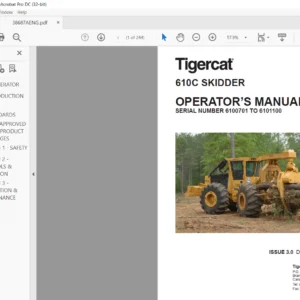 Tigercat 610C SKIDDER OPERATOR’S MANUAL Sn 6100701 TO 6101100 - PDF DOWNLOAD