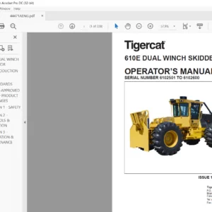 Tigercat 610E Dual Winch Skidder Operator's Manual - PDF DOWNLOAD