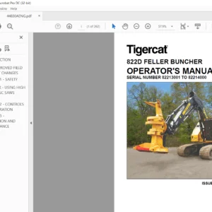 Tigercat 822D Feller Buncher Operator's Manual - PDF DOWNLOAD