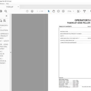 Tigercat 845B Feller Buncher Operator's Manual - PDF DOWNLOAD