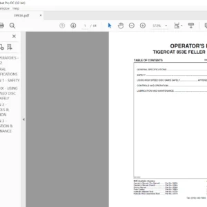 Tigercat 853E Feller Buncher Operator's Manual - PDF DOWNLOAD
