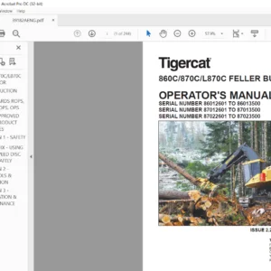 Tigercat 860C 870C L870C Feller Buncher Operator's Manual - PDF DOWNLOAD
