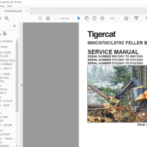 Tigercat 860C 870C L870C Feller Buncher Service Manual - PDF DOWNLOAD