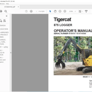 Tigercat 875 Logger Operator's Manual - PDF DOWNLOAD