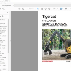 Tigercat 875 Logger Service Manual - PDF DOWNLOAD