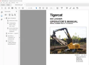 Tigercat 880 Logger Operator's Manual - PDF DOWNLOAD
