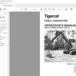 Tigercat H250C Harvester Operator's Manual - PDF DOWNLOAD
