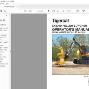 Tigercat LX830D Feller Buncher Operator's Manual - PDF DOWNLOAD