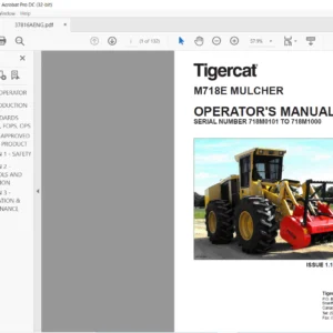 Tigercat M718E MULCHER OPERATOR'S MANUAL SN 718M0101 - 718M1000