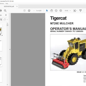 Tigercat M726E MULCHER OPERATOR’S MANUAL SN 726M4001 - 726M5000