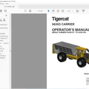 Tigercat S630D Carrier Operator's Manual - PDF DOWNLOAD
