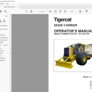 Tigercat S630E CARRIER OPERATOR'S MANUAL SN 630S1001 - 630S1500 - PDF DOWNLOAD