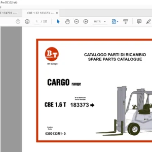 BT CBE 1.6 T Cargo Range  Spare Parts Catalogue Manual - PDF DOWNLOAD