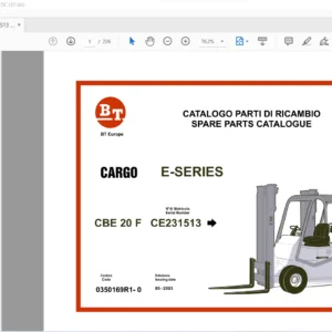 BT CBE 20 F CARGO E-SERIES SPARE PARTS CATALOGUE MANUAL -PDF DOWNLOAD