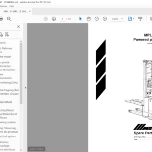 BT MPL 10  MPL 12 Powered pallet stacker Spare Parts Catalogue Manual - PDF DOWNLOAD