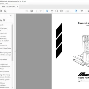 BT MPL 12 S Powered pallet stacker Spare Parts Catalogue Manual - PDF DOWNLOAD