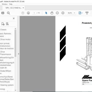 BT MPL 12S Powered pallet stacker Spare Parts Catalogue Manual - PDF DOWNLOAD