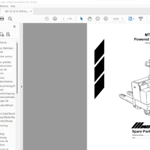 BT MT 22 /MT 22-8 MT Powered pallett truck Spare Parts Catalogue Manual - PDF DOWNLOAD