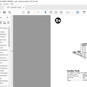 BT PPT 1400MX  PPT 1600MX  PPT 2000MX  Quality Parts Manual - PDF DOWNLOAD
