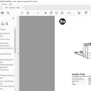 BT PPT 1400MX  PPT 1600MX  PPT 2000MX Quality Parts Manual - PDF DOWNLOAD