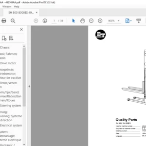 BT SH 800; SH 800ES Quality Parts Manual - PDF DOWNLOAD
