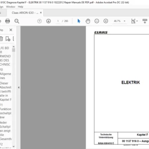 CLAAS Arion 630-610 C Kapitel F ELEKTRIK Reparaturhandbuch- PDF DOWNLOAD (German)