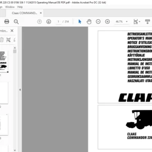 CLAAS COMMANDOR 228 CS Betriebsanleitung- PDF DOWNLOAD (GERMAN)