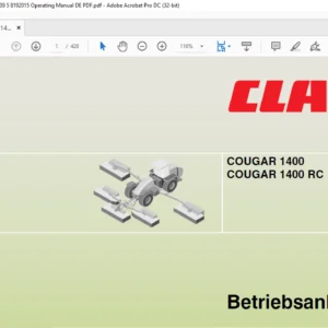 CLAAS COUGAR 1400 COUGAR 1400 RC BETRIEBSANLEITUNG - PDF DOWNLOAD (GERMAN)