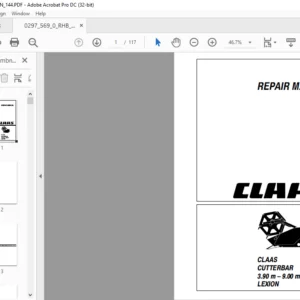 CLAAS CUTTERBAR 3.90 M - 9.00 M LEXION REPAIR MANUAL - PDF DOWNLOAD