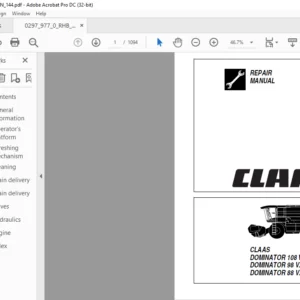 CLAAS DOMINATOR 108 VX DOMINATOR 98 VX DOMINATOR 88 VX REPAIR MANUAL - PDF DOWNLOAD