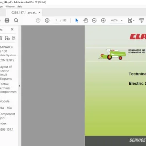 CLAAS DOMINATOR 140 DOMINATOR 150  Electric System & Technical Service Manual - PDF DOWNLOAD